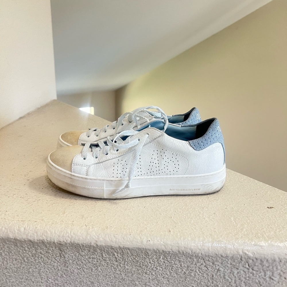 P448 Thea Leather Lace Up Platform Sneakers‎ White Beige EU 41 US 10 Womens